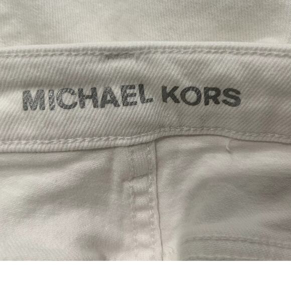 Michael Kors Womens White Flare Denim Jeans Size 16 Slit Front Pants Zipper New - Picture 8 of 9